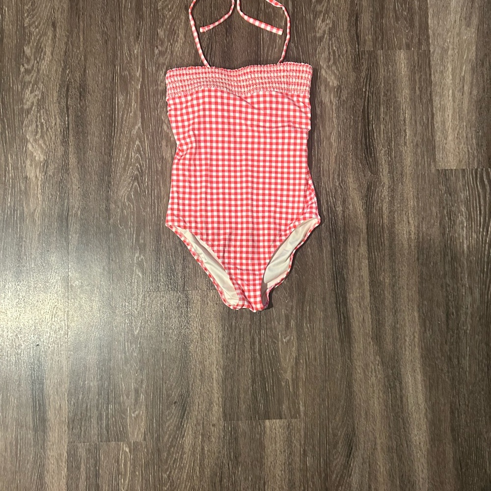 Lands' End x Draper James Red Gingham Swimsuit